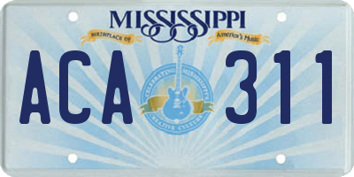 MS license plate ACA311