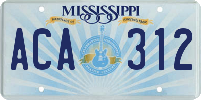 MS license plate ACA312