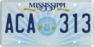 MS license plate ACA313