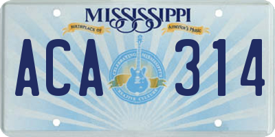 MS license plate ACA314