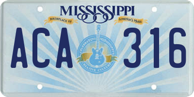 MS license plate ACA316