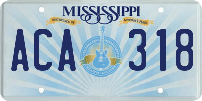 MS license plate ACA318