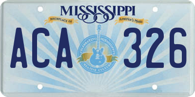 MS license plate ACA326