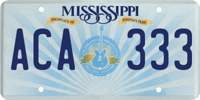 MS license plate ACA333