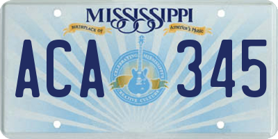MS license plate ACA345