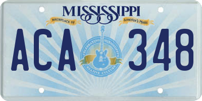 MS license plate ACA348