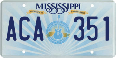 MS license plate ACA351