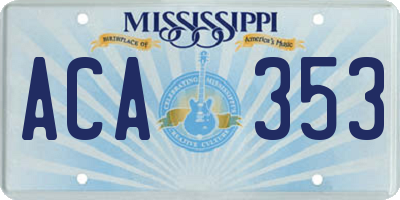 MS license plate ACA353