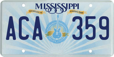 MS license plate ACA359