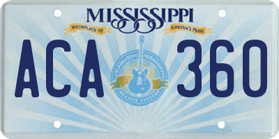 MS license plate ACA360