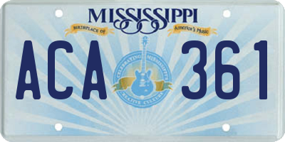 MS license plate ACA361
