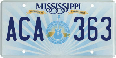 MS license plate ACA363