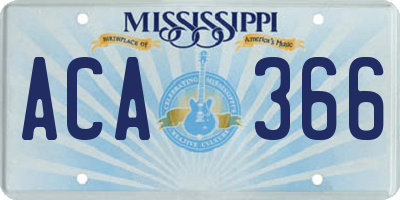 MS license plate ACA366