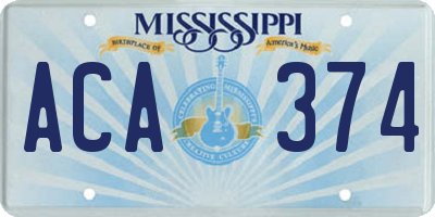 MS license plate ACA374