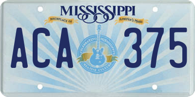 MS license plate ACA375