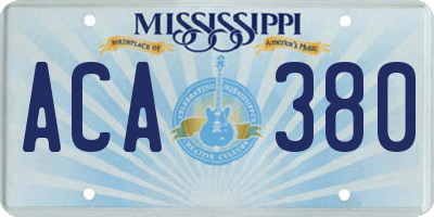 MS license plate ACA380