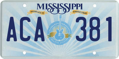 MS license plate ACA381