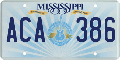 MS license plate ACA386