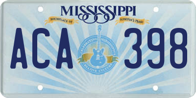 MS license plate ACA398