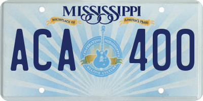 MS license plate ACA400