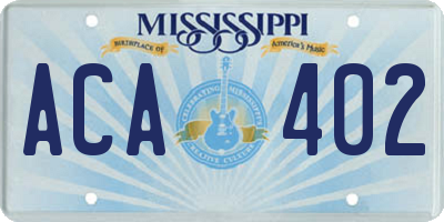 MS license plate ACA402