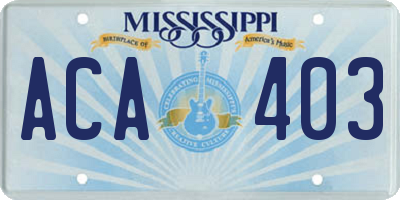 MS license plate ACA403