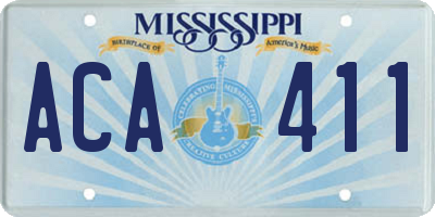 MS license plate ACA411
