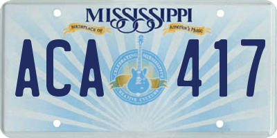 MS license plate ACA417