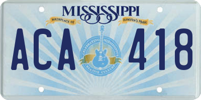 MS license plate ACA418