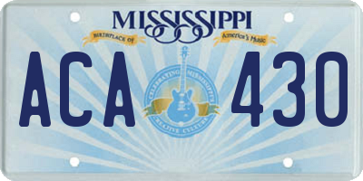 MS license plate ACA430