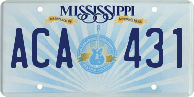 MS license plate ACA431