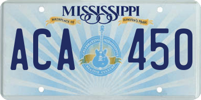 MS license plate ACA450
