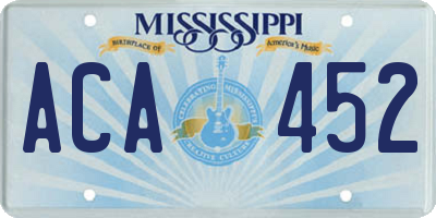 MS license plate ACA452