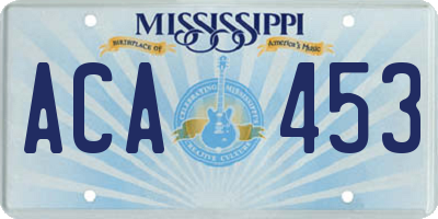 MS license plate ACA453