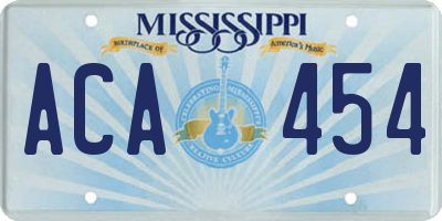MS license plate ACA454