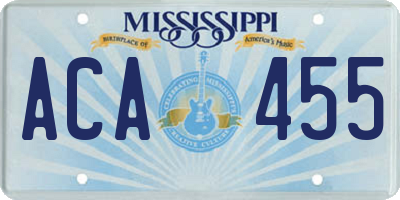 MS license plate ACA455