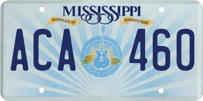 MS license plate ACA460