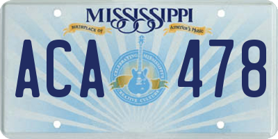MS license plate ACA478