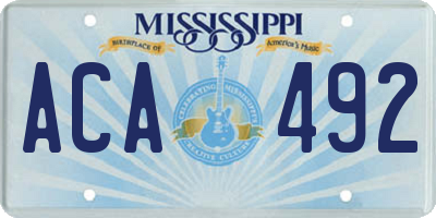 MS license plate ACA492
