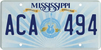MS license plate ACA494