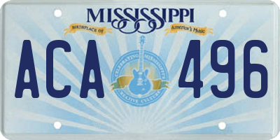 MS license plate ACA496