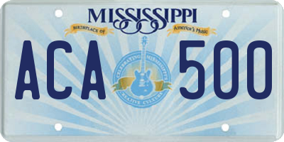 MS license plate ACA500