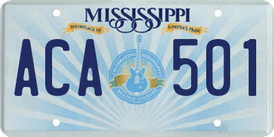 MS license plate ACA501