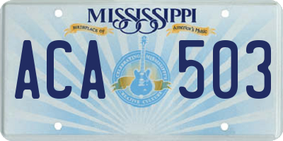MS license plate ACA503