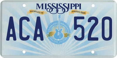 MS license plate ACA520