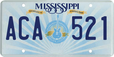 MS license plate ACA521