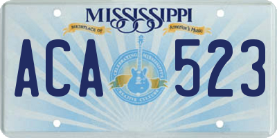 MS license plate ACA523