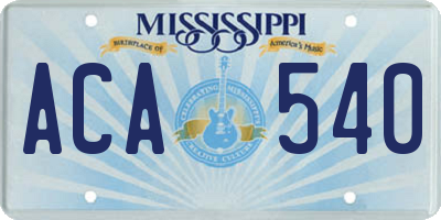 MS license plate ACA540