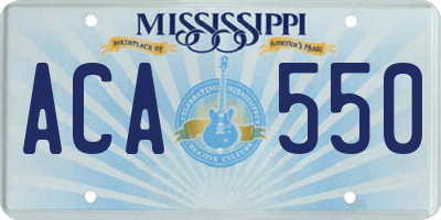 MS license plate ACA550