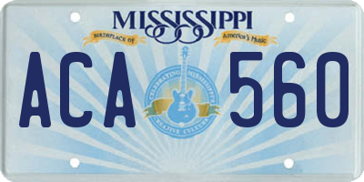 MS license plate ACA560